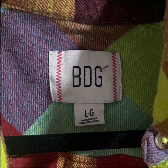 Urban Outfitters BDG Brixton rainbow flannel button down raw hem shirt - Picture 4 of 7